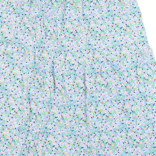 Marks and Spencer Womens Blue Floral Viscose A-Line Skirt Size 24