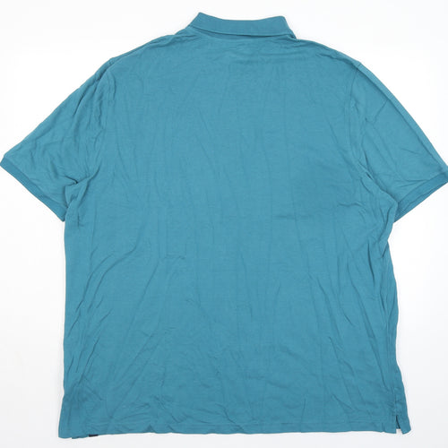 Marks and Spencer Mens Blue 100% Cotton Polo Size 4XL Collared Button