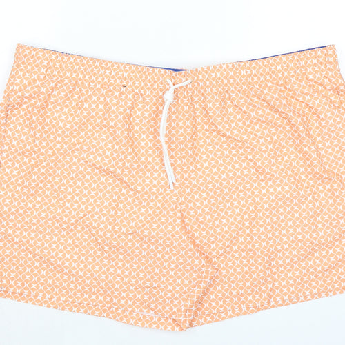 Marks and Spencer Mens Orange Geometric Polyester Bermuda Shorts Size 3XL Regular Drawstring - Inside Leg 5in