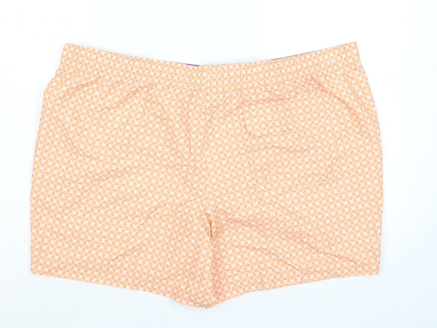 Marks and Spencer Mens Orange Geometric Polyester Bermuda Shorts Size 3XL Regular Drawstring - Inside Leg 5in