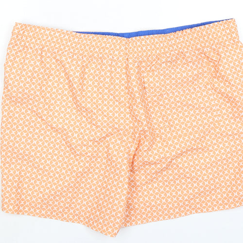 Marks and Spencer Mens Orange Geometric Polyester Bermuda Shorts Size 2XL Regular Drawstring - Inside Leg 5in