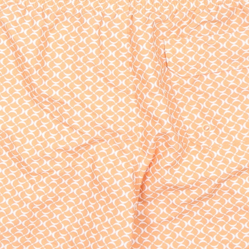 Marks and Spencer Mens Orange Geometric Polyester Bermuda Shorts Size 2XL Regular Drawstring - Inside Leg 5in