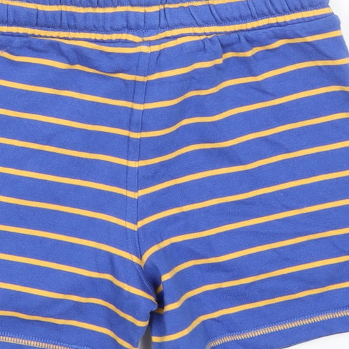 Marks and Spencer Boys Blue Striped Cotton Sweat Shorts Size 4-5 Years Regular Drawstring - Waist 22in Inside Leg 4in