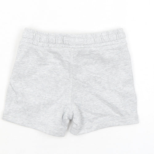 Marks and Spencer Boys Grey Cotton Sweat Shorts Size 2-3 Years Regular Drawstring - Waist 20in Inside Leg 2in