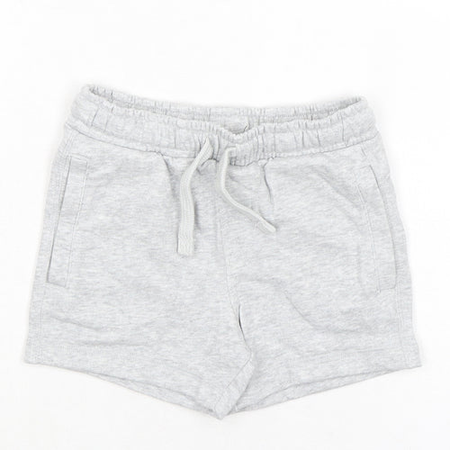 Marks and Spencer Boys Grey Cotton Sweat Shorts Size 2-3 Years Regular Drawstring - Waist 20in Inside Leg3in