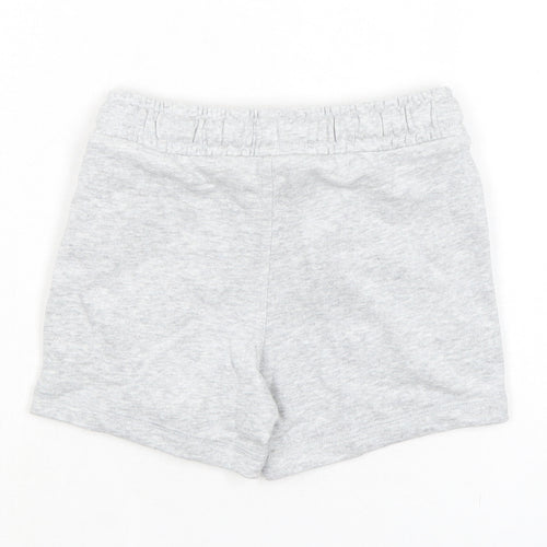 Marks and Spencer Boys Grey Cotton Sweat Shorts Size 2-3 Years Regular Drawstring - Waist 20in Inside Leg3in