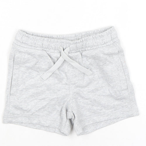 Marks and Spencer Boys Grey Cotton Sweat Shorts Size 2-3 Years Regular Drawstring - Waist 20in Inside Leg 3in