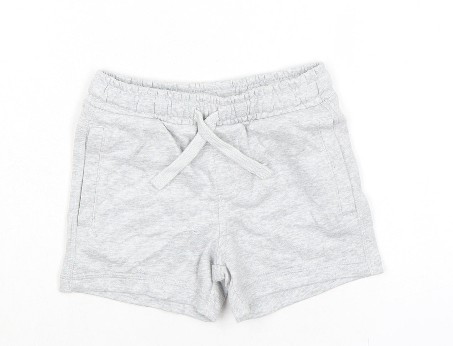 Marks and Spencer Boys Grey Cotton Sweat Shorts Size 2-3 Years Regular Drawstring - Waist 20in Inside Leg 3in