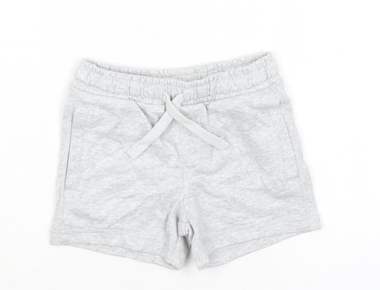 Marks and Spencer Boys Grey Cotton Sweat Shorts Size 2-3 Years Regular Drawstring - Waist 20in Inside Leg 3in