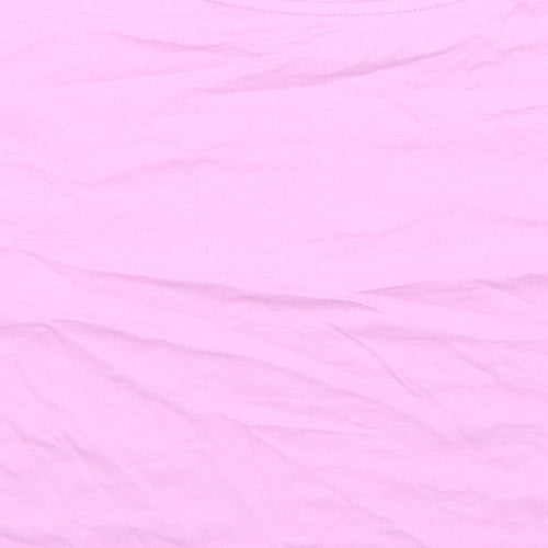 Marks and Spencer Girls Pink 100% Cotton Basic T-Shirt Size 6-7 Years Round Neck - Good Vibes