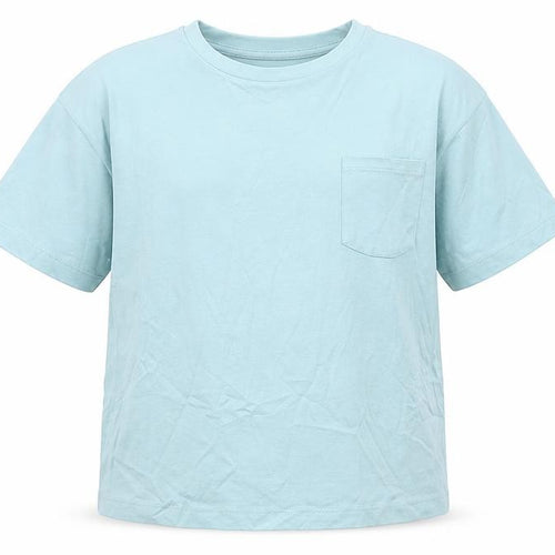 Marks and Spencer Boys Green Cotton Basic T-Shirt Size 7-8 Years Round Neck - Pocket
