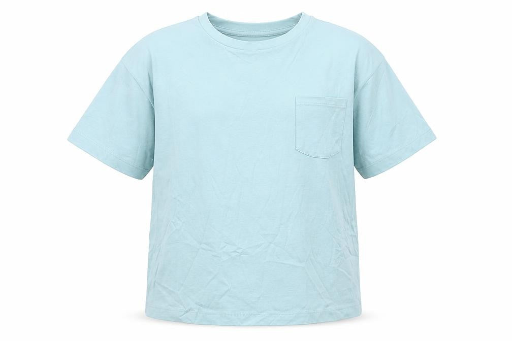 Marks and Spencer Boys Green Cotton Basic T-Shirt Size 7-8 Years Round Neck - Pocket