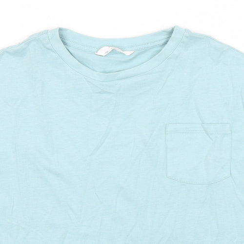 Marks and Spencer Boys Green Cotton Basic T-Shirt Size 7-8 Years Round Neck - Pocket