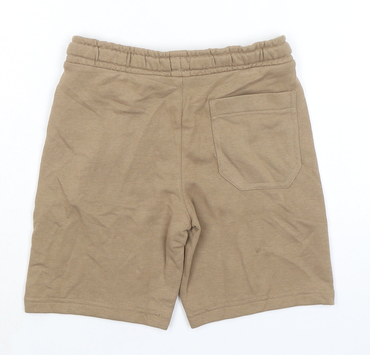 Marks and Spencer Boys Brown Cotton Sweat Shorts Size 7-8 Years Regular Drawstring - Waist 24in Inside Leg 6in