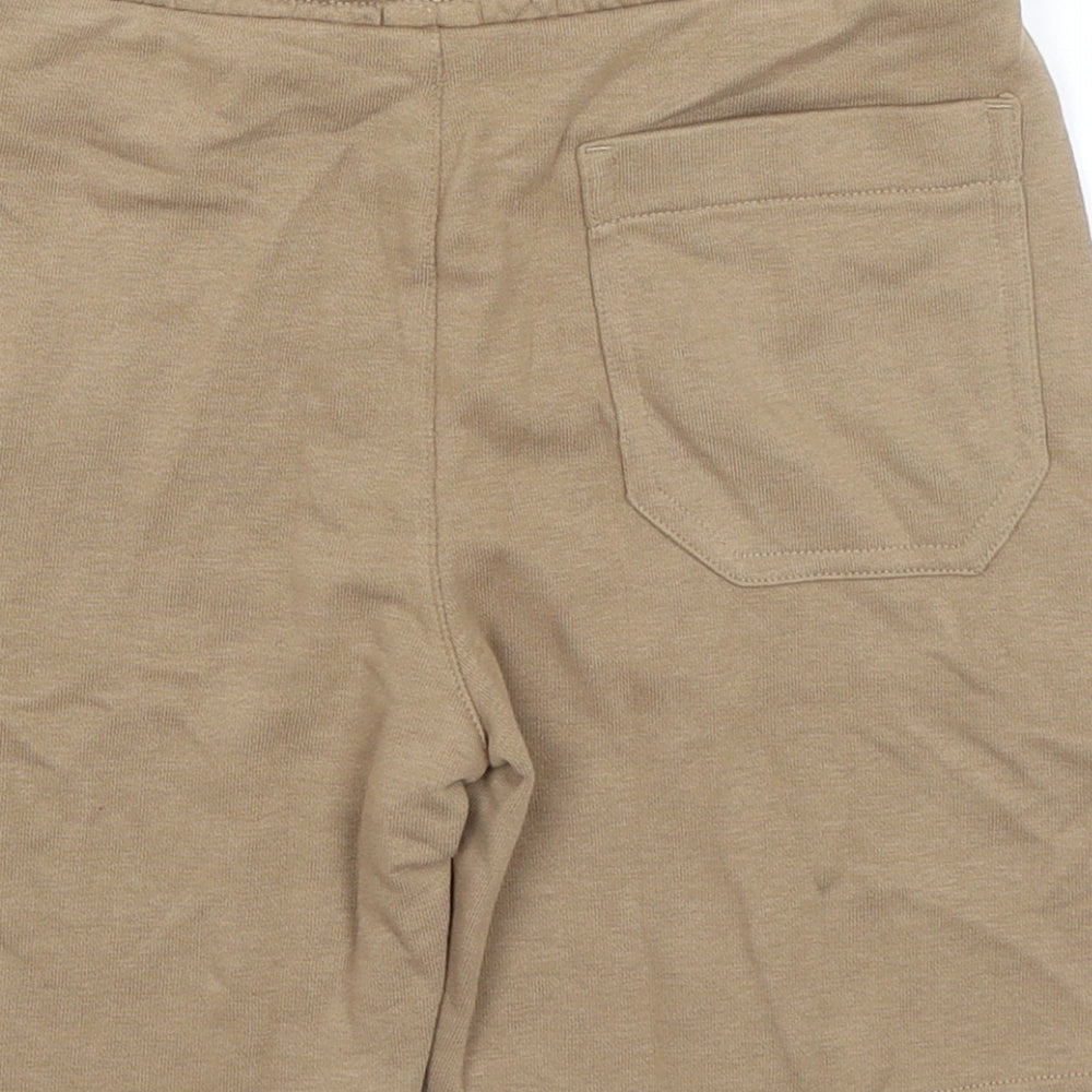 Marks and Spencer Boys Brown Cotton Sweat Shorts Size 7-8 Years Regular Drawstring - Waist 24in Inside Leg 6in