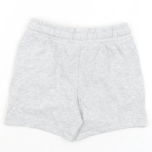 Marks and Spencer Boys Grey Cotton Sweat Shorts Size 3-4 Years Regular Drawstring - Waist 20in Inside Leg 3in