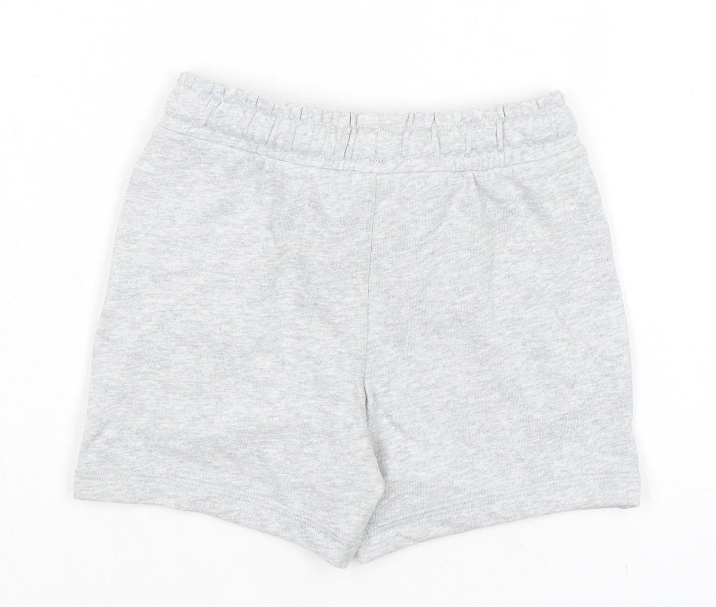 Marks and Spencer Boys Grey Cotton Sweat Shorts Size 3-4 Years Regular Drawstring - Waist 20in Inside Leg 3in