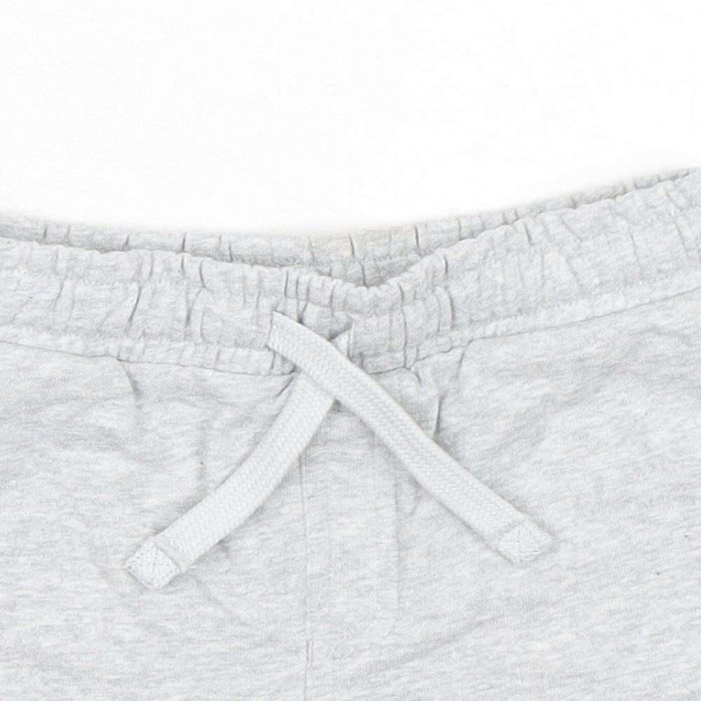 Marks and Spencer Boys Grey Cotton Sweat Shorts Size 3-4 Years Regular Drawstring - Waist 20in Inside Leg 3in