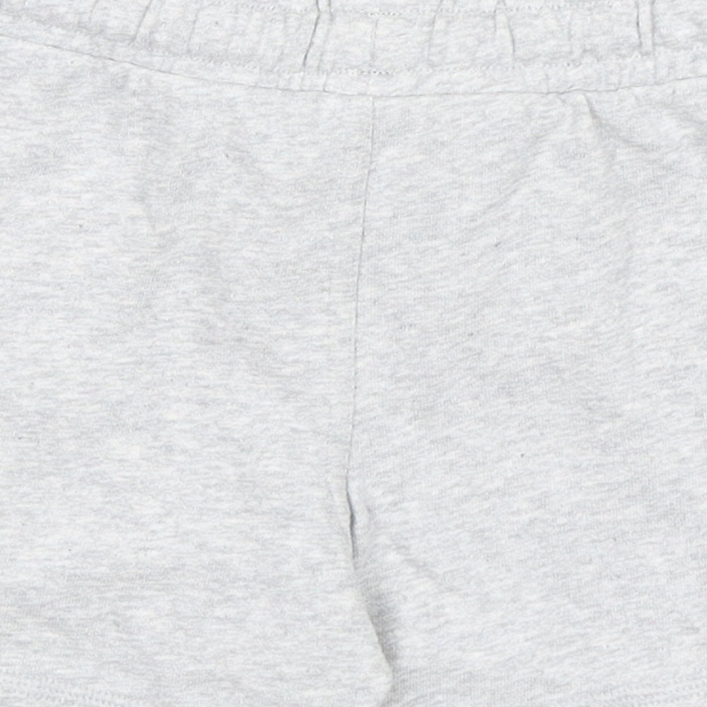 Marks and Spencer Boys Grey Cotton Sweat Shorts Size 3-4 Years Regular Drawstring - Waist 20in Inside Leg 3in