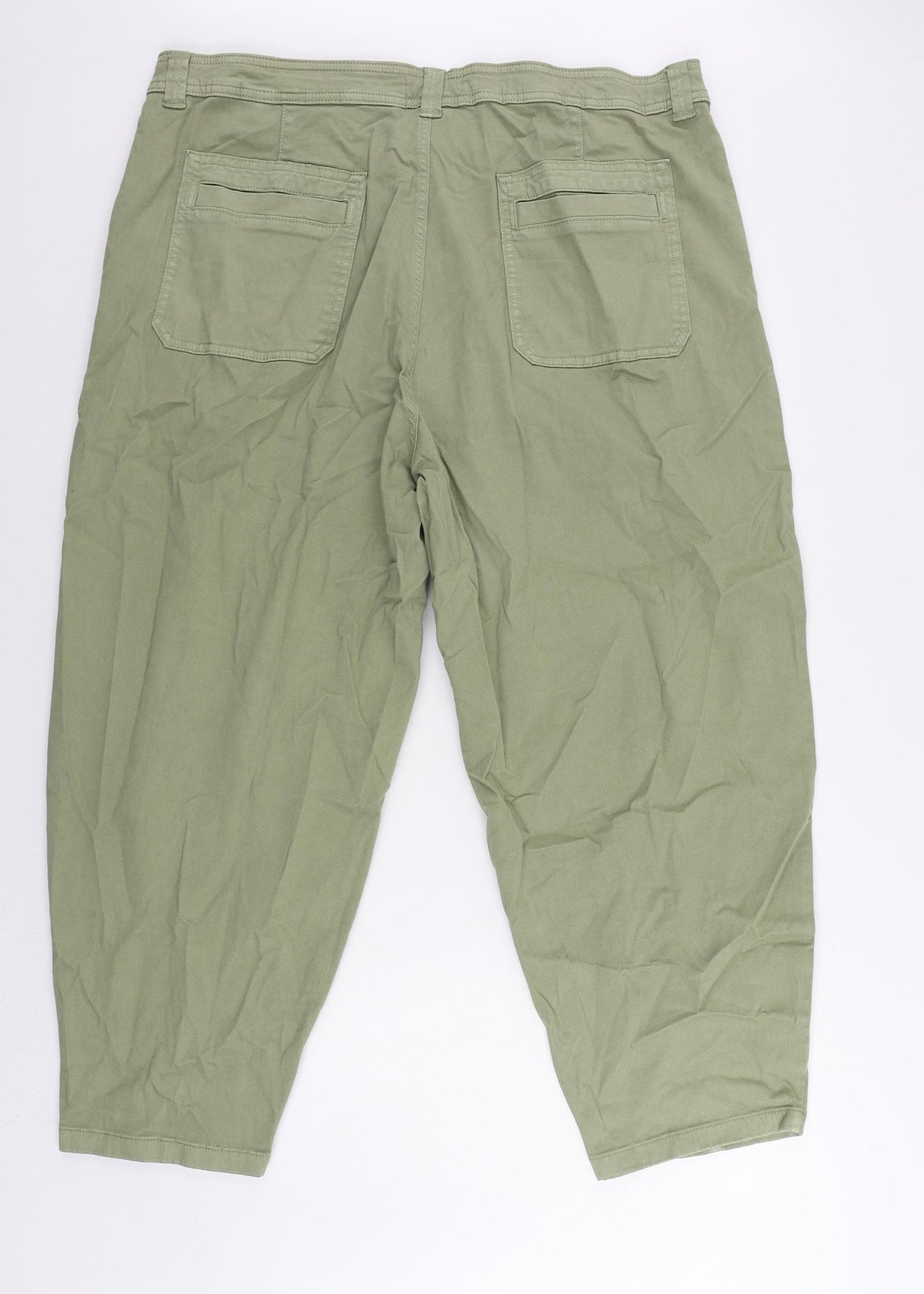 Per Una Womens Green Cotton Tapered Jeans Size 20 L27 in Regular Zip