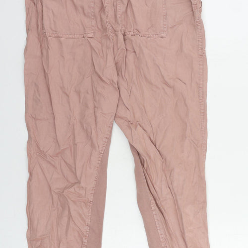Marks and Spencer Womens Pink Lyocell Jogger Trousers Size 14 L25 in Regular Drawstring