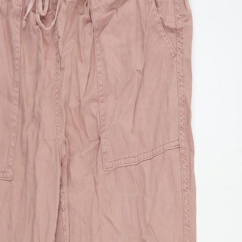 Marks and Spencer Womens Pink Lyocell Jogger Trousers Size 14 L25 in Regular Drawstring