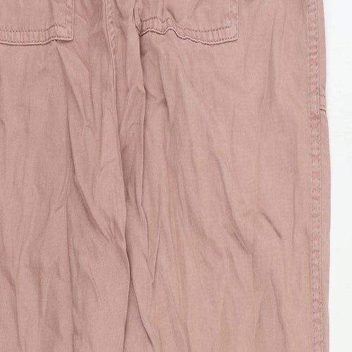 Marks and Spencer Womens Pink Lyocell Jogger Trousers Size 14 L25 in Regular Drawstring