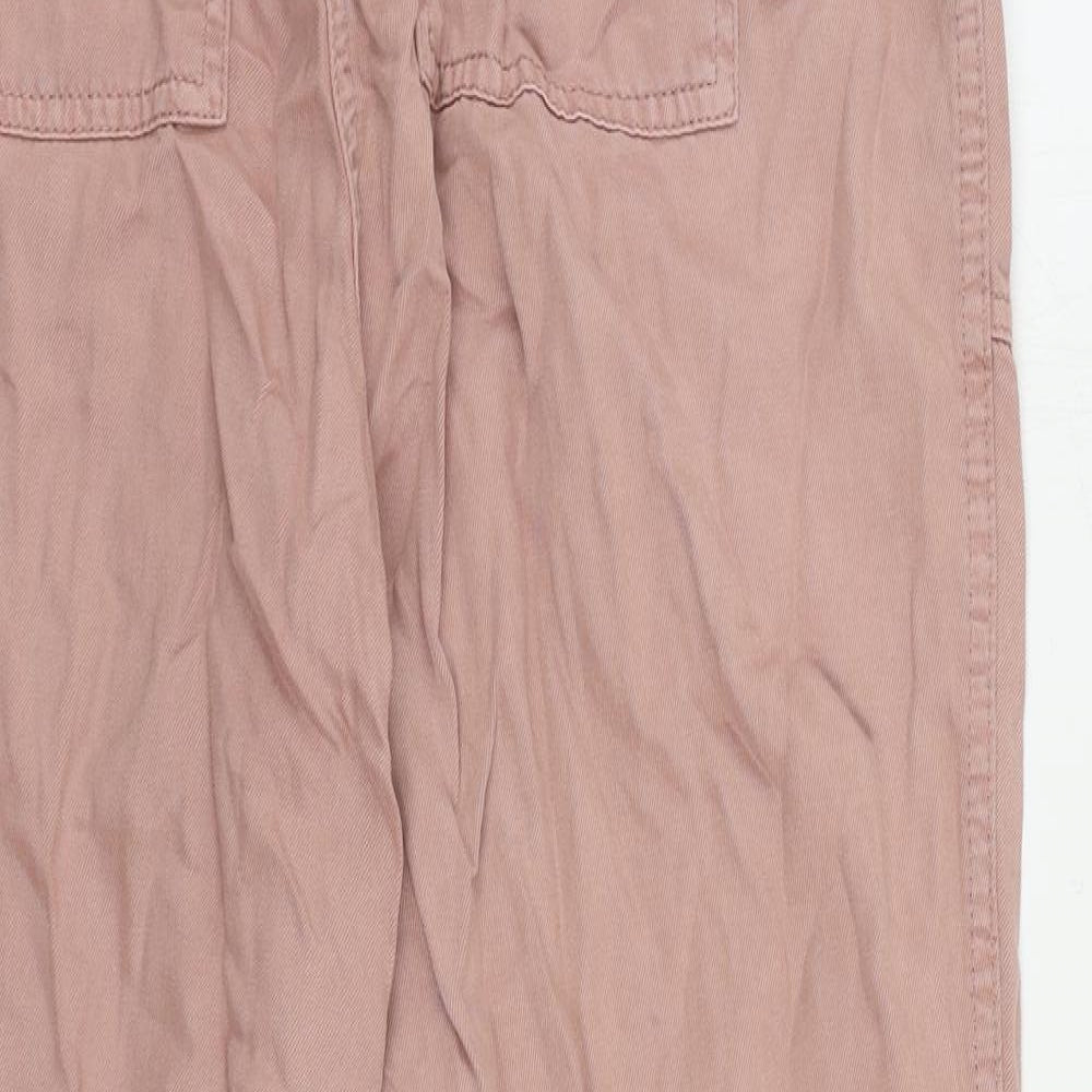 Marks and Spencer Womens Pink Lyocell Jogger Trousers Size 14 L25 in Regular Drawstring