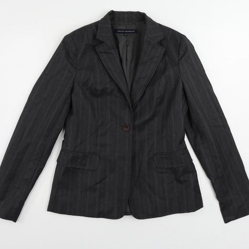 French Connection Womens Grey Striped Jacket Blazer Size 12 Button