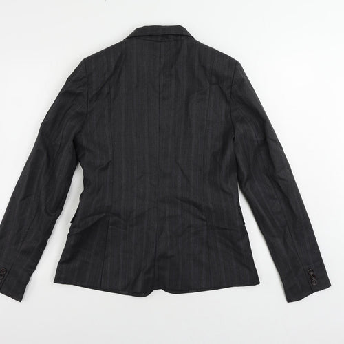 French Connection Womens Grey Striped Jacket Blazer Size 12 Button