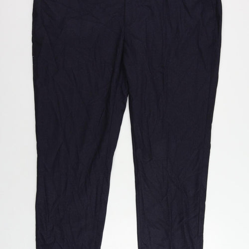 Marks and Spencer Mens Blue Polyester Chino Trousers Size 46 in L31 in Regular Zip
