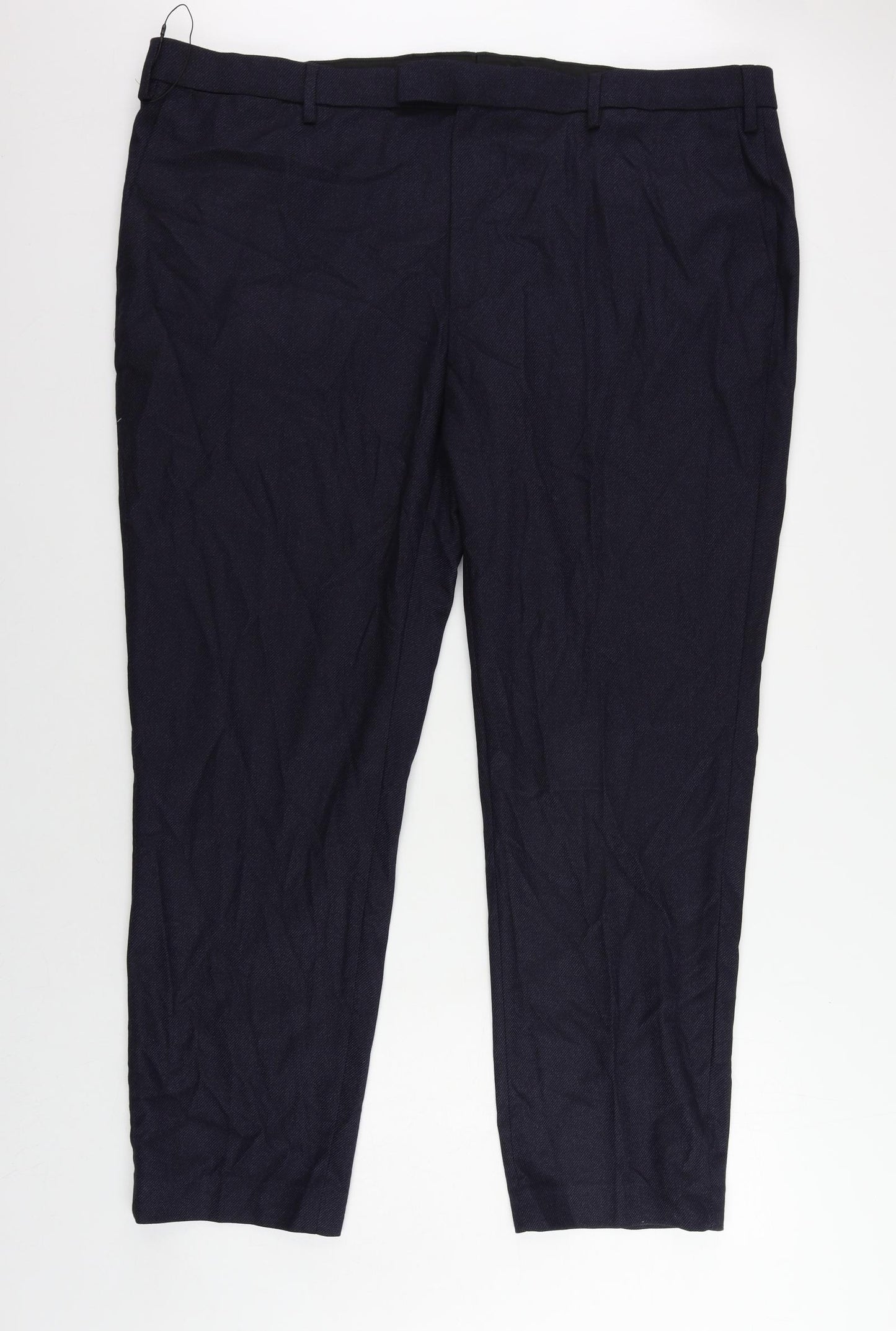 Marks and Spencer Mens Blue Polyester Chino Trousers Size 46 in L31 in Regular Zip