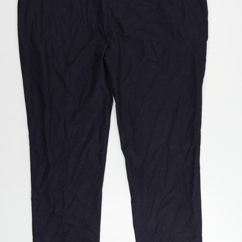 Marks and Spencer Mens Blue Polyester Chino Trousers Size 46 in L31 in Regular Zip