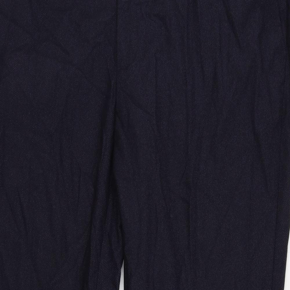 Marks and Spencer Mens Blue Polyester Chino Trousers Size 46 in L31 in Regular Zip