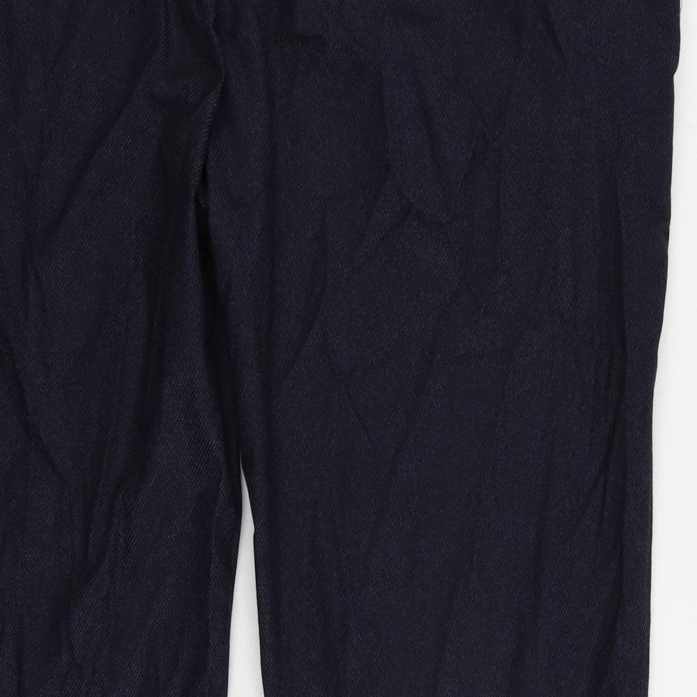 Marks and Spencer Mens Blue Polyester Chino Trousers Size 46 in L31 in Regular Zip