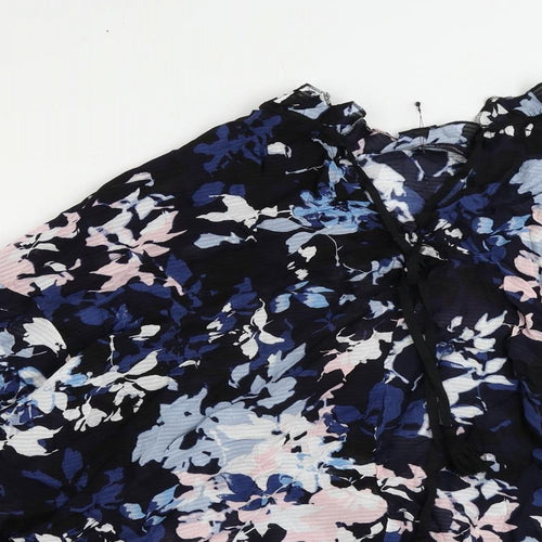 Marks and Spencer Womens Blue Geometric Viscose Basic Blouse Size 18 V-Neck