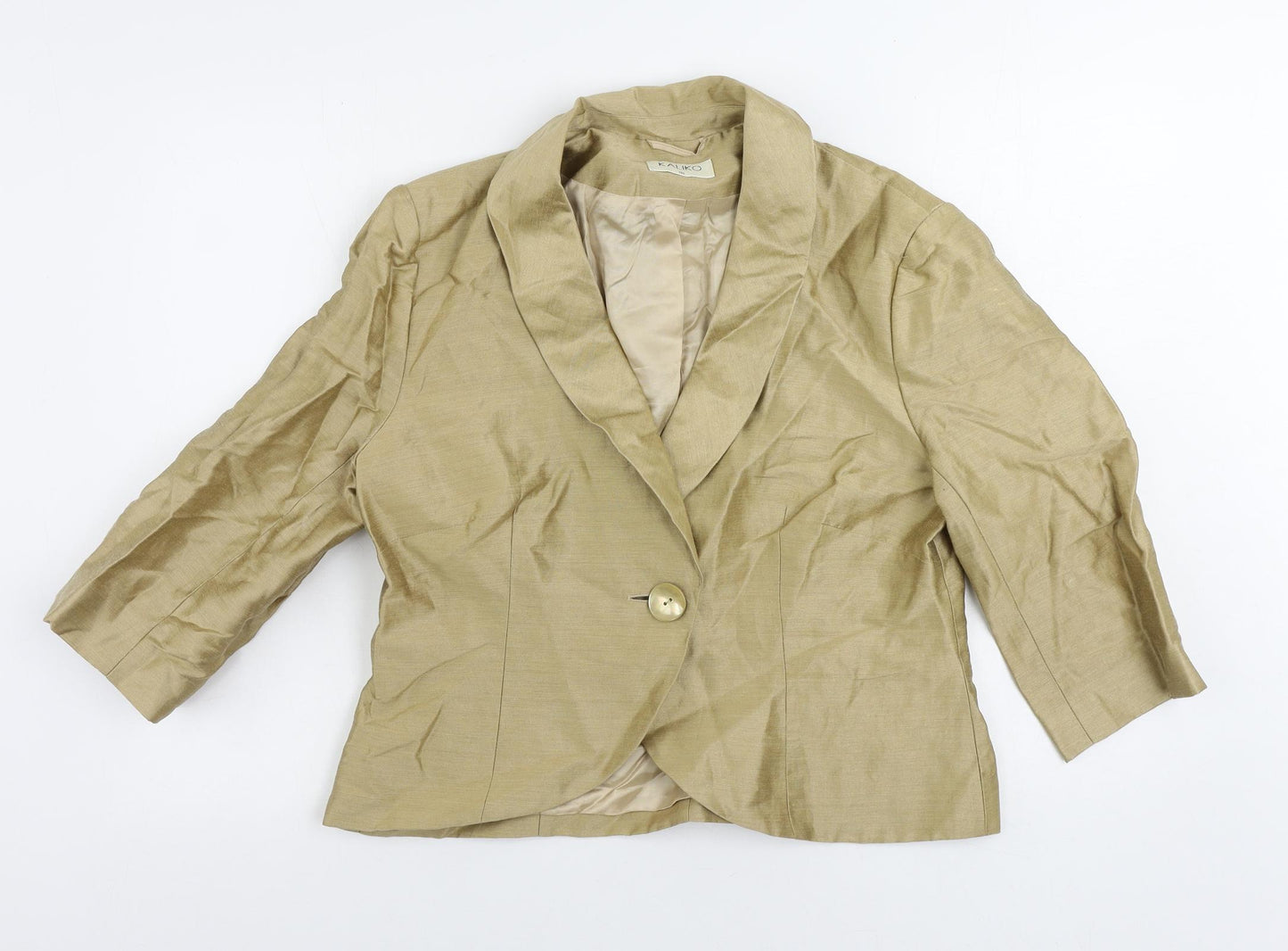 Kaliko Womens Beige Jacket Blazer Size 16 Button