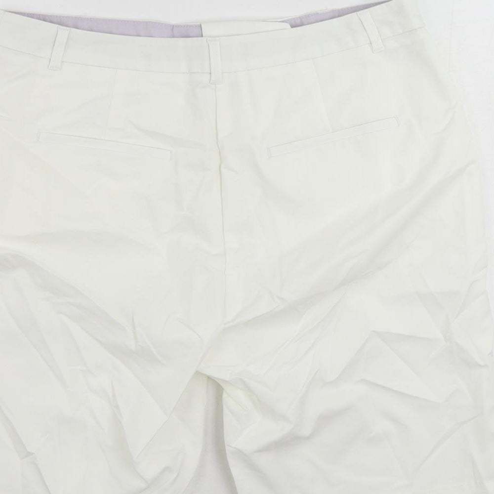 Marks and Spencer Womens White Cotton Chino Shorts Size 12 L11 in Regular Zip