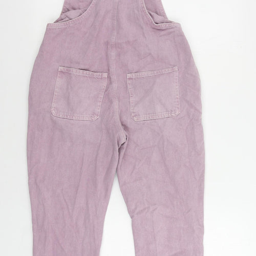 Marks and Spencer Girls Purple Cotton Dungarees Trousers Size 13-14 Years Regular Button - Pockets