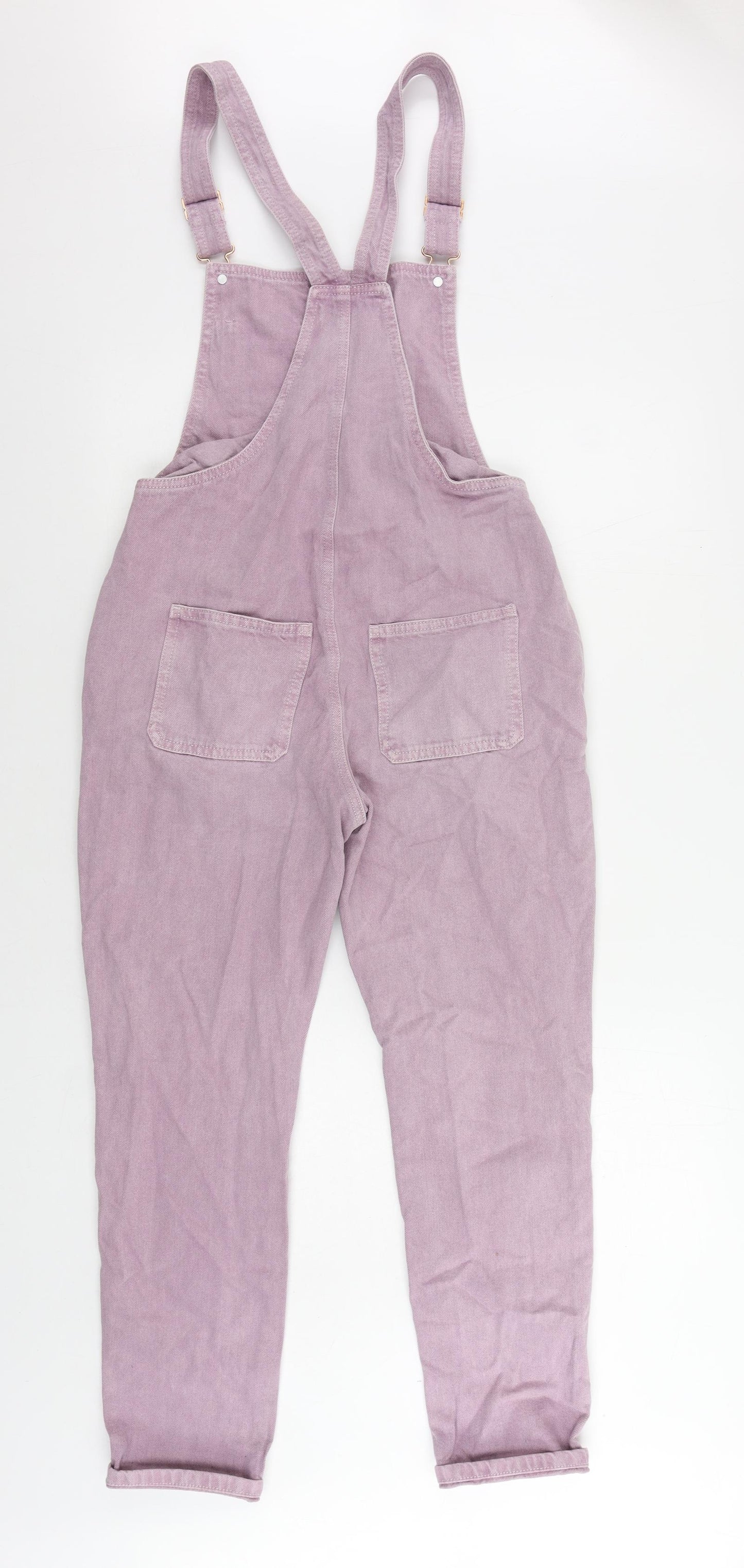 Marks and Spencer Girls Purple Cotton Dungarees Trousers Size 13-14 Years Regular Button - Pockets