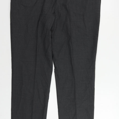 Marks and Spencer Mens Grey Wool Dress Pants Trousers Size 40 in L29 in Regular Zip