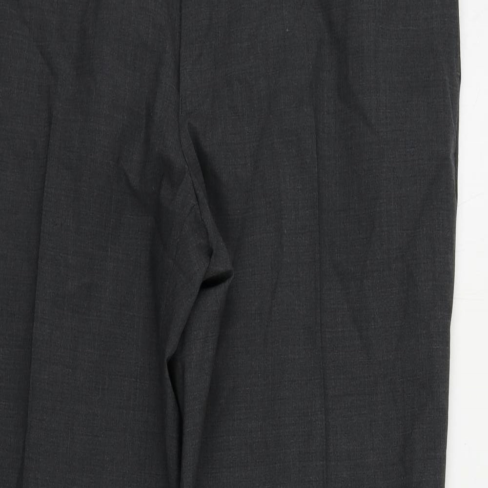 Marks and Spencer Mens Grey Wool Dress Pants Trousers Size 40 in L29 in Regular Zip