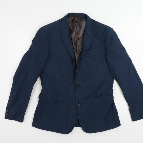OneSix5ive Mens Blue Polyester Jacket Suit Jacket Size 40 Regular
