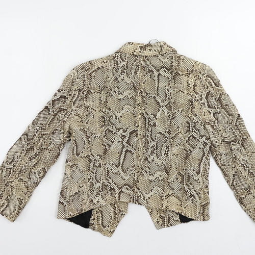 Zara Womens Beige Animal Print Jacket Blazer Size S - Open