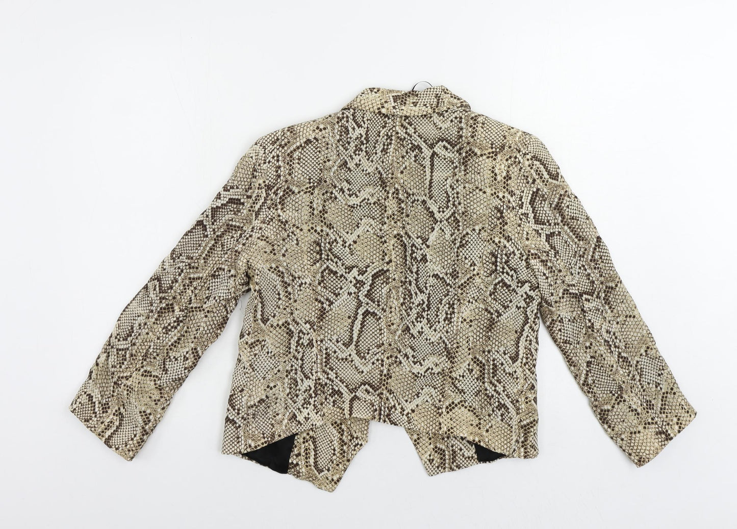 Zara Womens Beige Animal Print Jacket Blazer Size S - Open