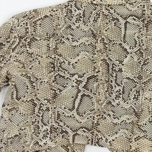 Zara Womens Beige Animal Print Jacket Blazer Size S - Open