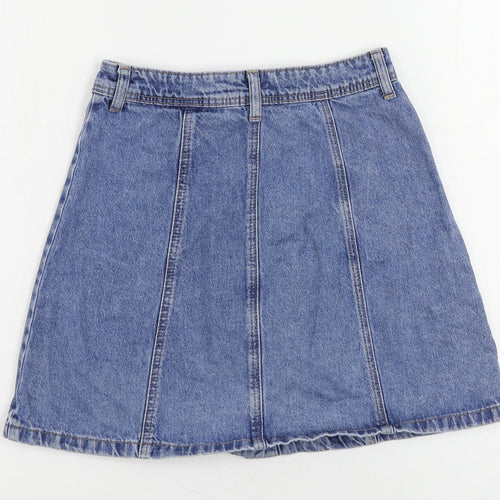 Divided by H&M Womens Blue Cotton Mini Skirt Size 6 Button