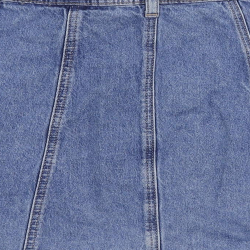 Divided by H&M Womens Blue Cotton Mini Skirt Size 6 Button