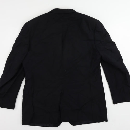 Jaeger Mens Black Silk Jacket Suit Jacket Size 44 Regular