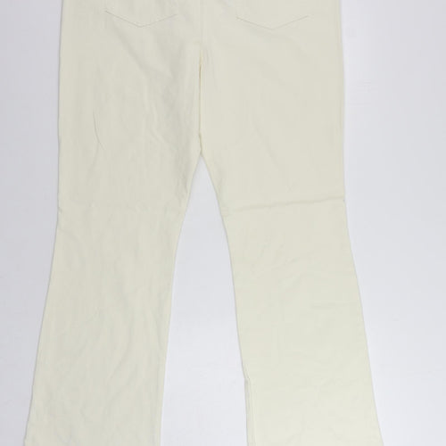 Monsoon Womens Ivory Cotton Bootcut Jeans Size 18 L32 in Regular Zip